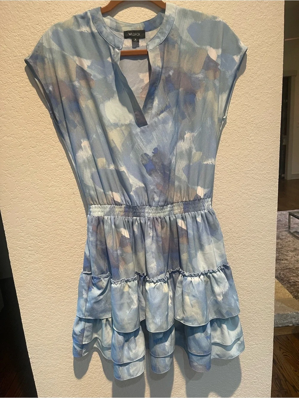 Wildfox Blue Tiered Ruffle Mini Dress